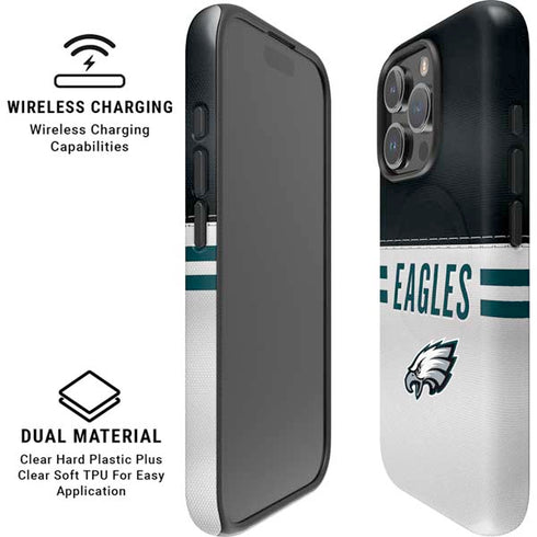 NFL Philadelphia Eagles White Striped iPhone 16 Pro Magsafe Impact Case